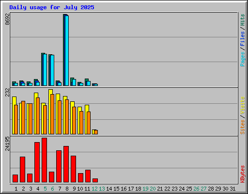 Daily usage for July 2025